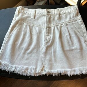 We the Free White Denim Skirt Raw Hem Size 26